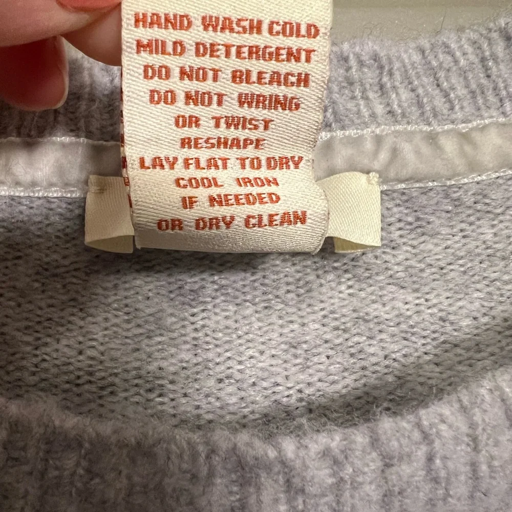 Sundance Lambswool Sweater Womens Small Light Gray Cross Creek Lace Up Hi Low - Picture 4 of 7